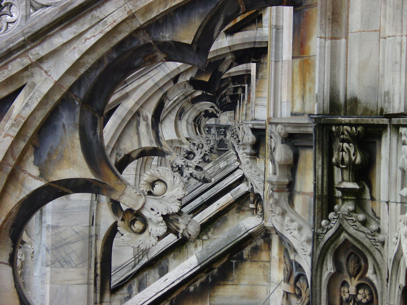 Gothic flying buttress and ironwork, Duomo di Milano